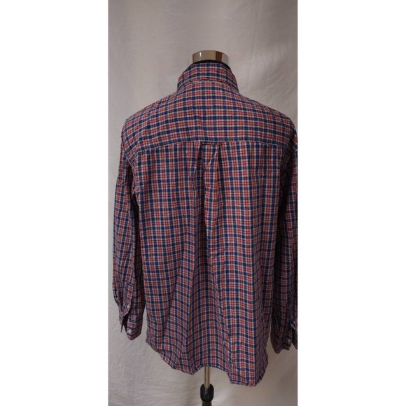 Chaps Easy Care EST 1978 Mens XXL Red Blue Plaid Long Sleeve Button Up Shirt - Picture 8 of 12